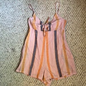 Linen tie front romper